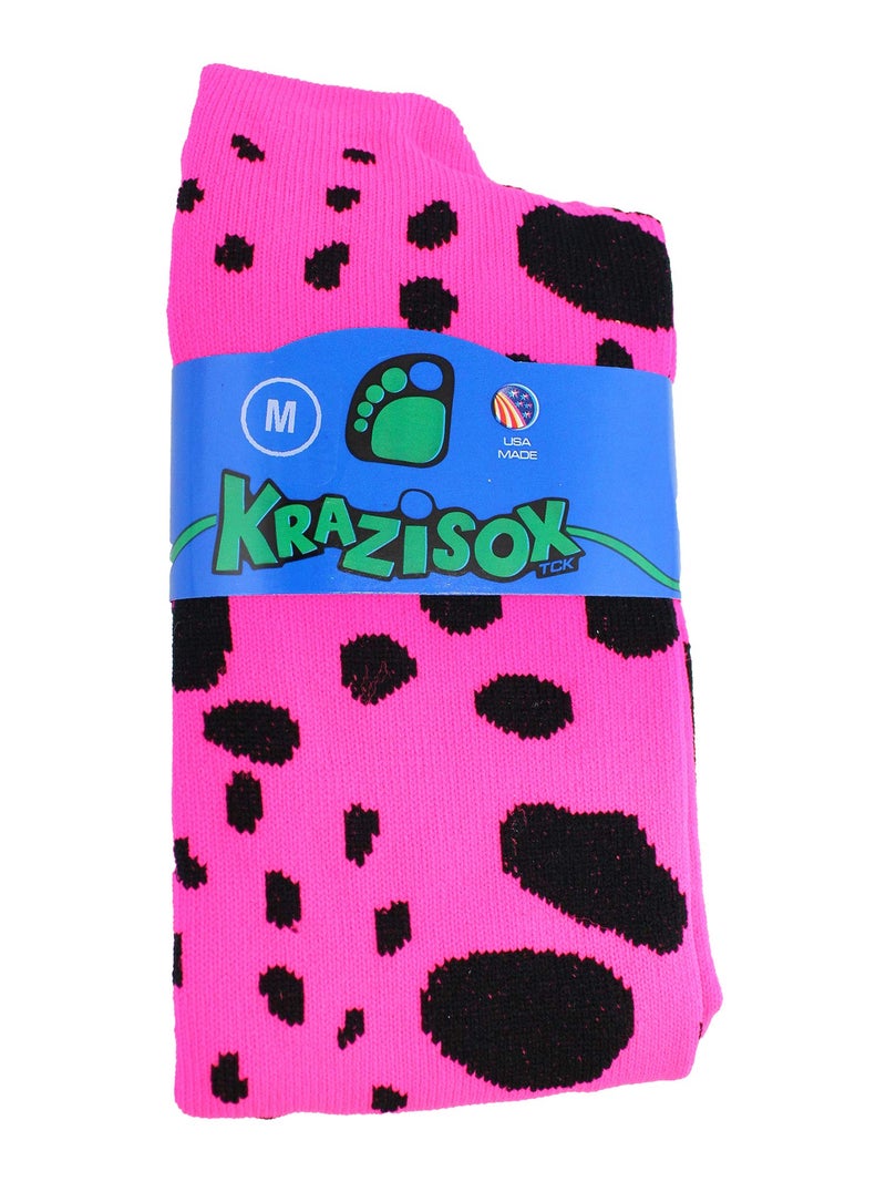 TCK Krazisox - Leopard Over the Calf Socks (Hot Pink/Black, Small) - Image 2